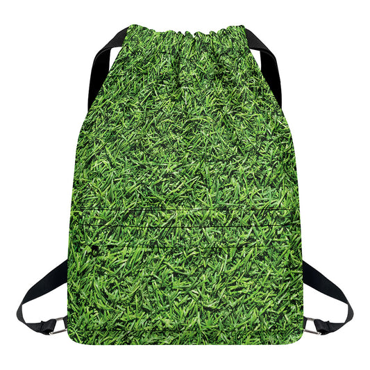 Golf Course Grass Print Drawstring Backpack