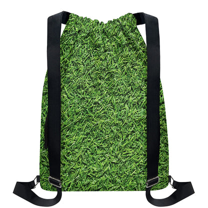 Golf Course Grass Print Drawstring Backpack