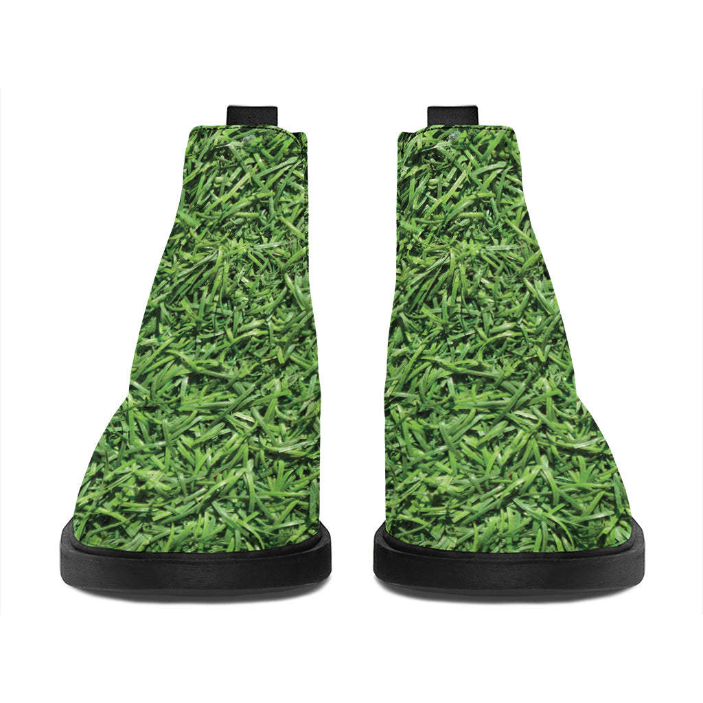 Golf Course Grass Print Flat Ankle Boots