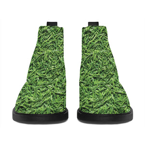 Golf Course Grass Print Flat Ankle Boots