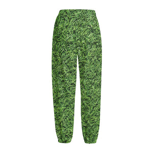 Golf Course Grass Print Fleece Lined Knit Pants