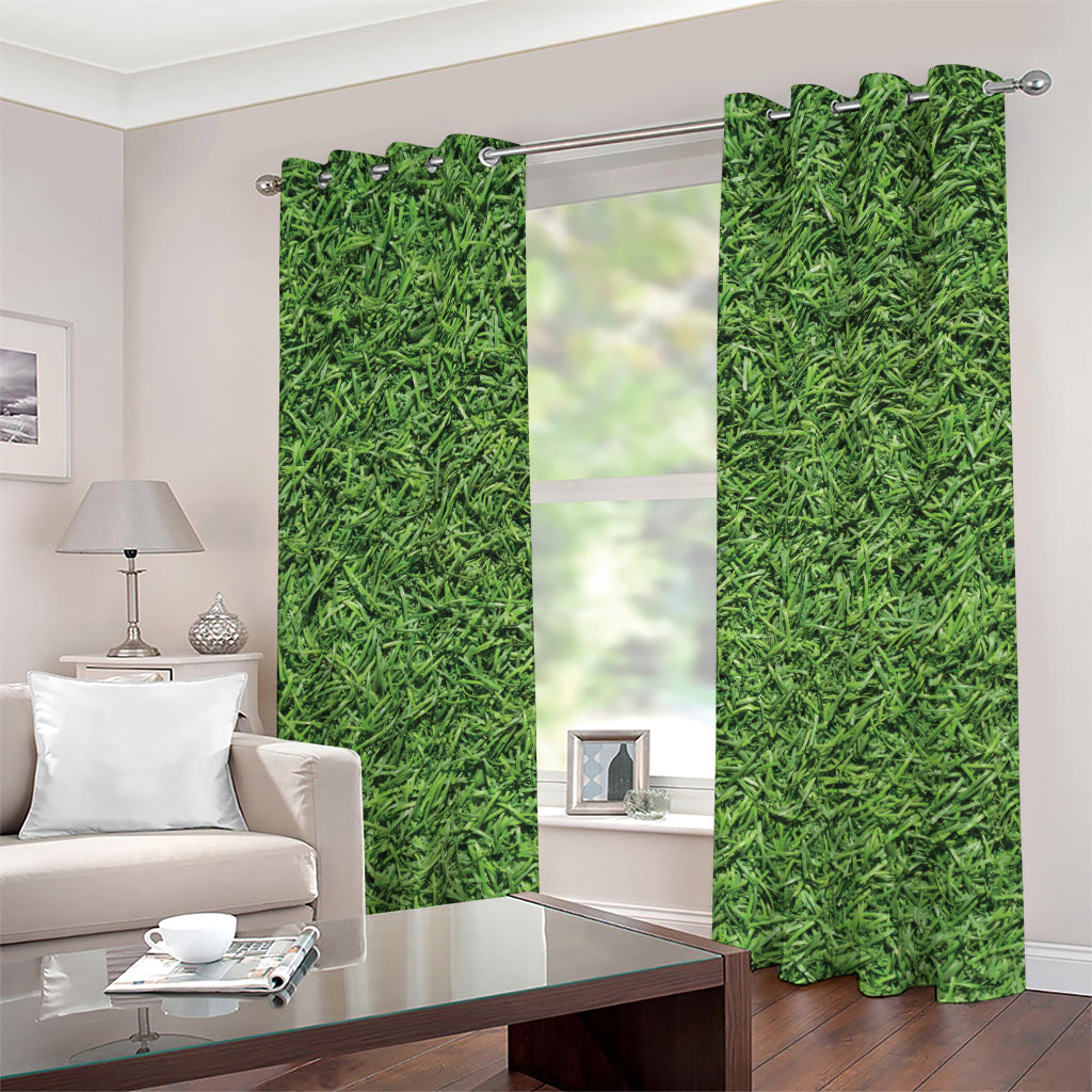 Golf Course Grass Print Grommet Curtains