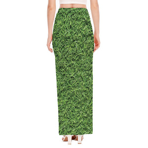 Golf Course Grass Print High Slit Maxi Skirt