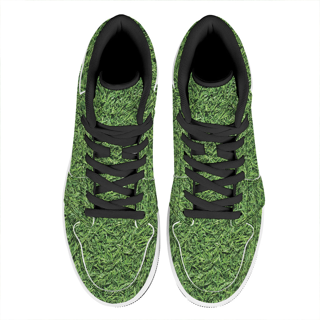 Golf Course Grass Print High Top Leather Sneakers
