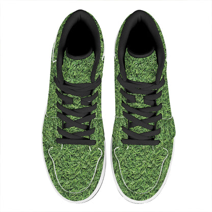 Golf Course Grass Print High Top Leather Sneakers