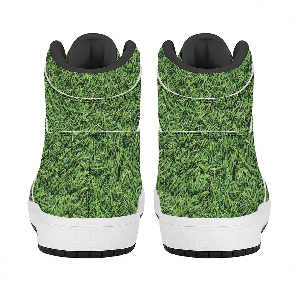Golf Course Grass Print High Top Leather Sneakers