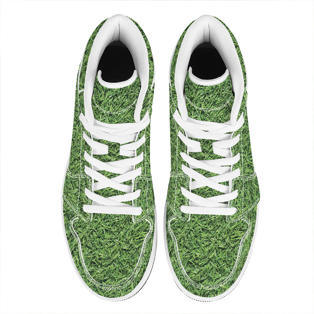 Golf Course Grass Print High Top Leather Sneakers