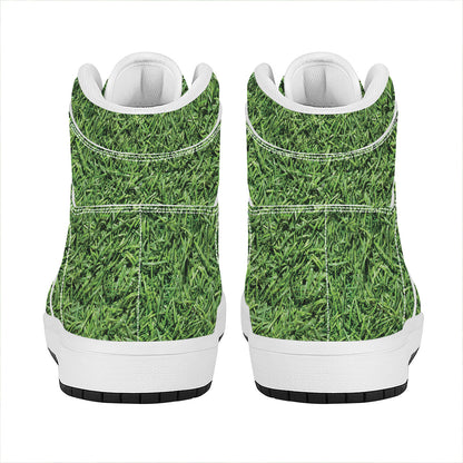 Golf Course Grass Print High Top Leather Sneakers