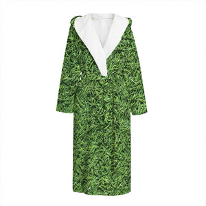 Golf Course Grass Print Hooded Bathrobe