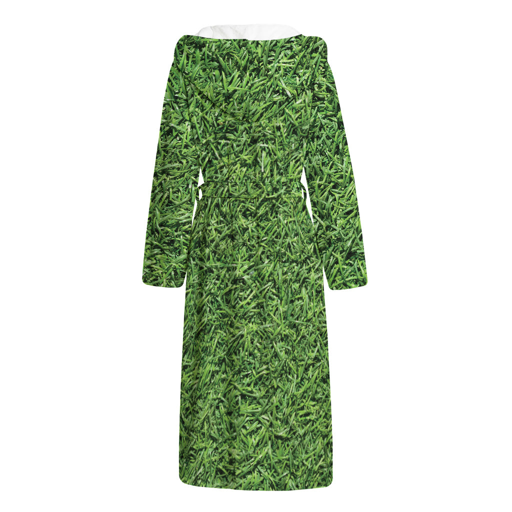 Golf Course Grass Print Hooded Bathrobe