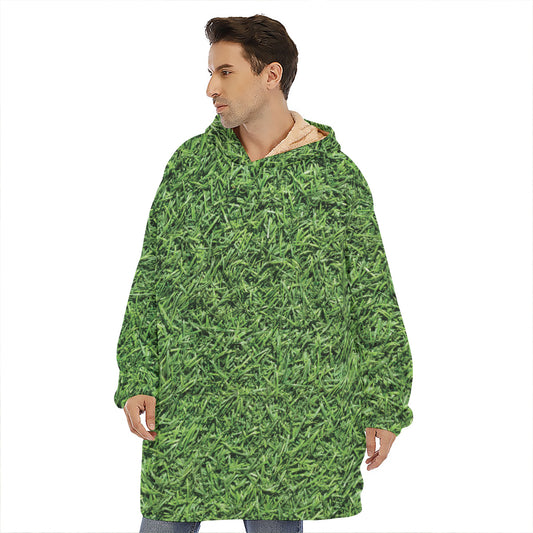 Golf Course Grass Print Hoodie Blanket