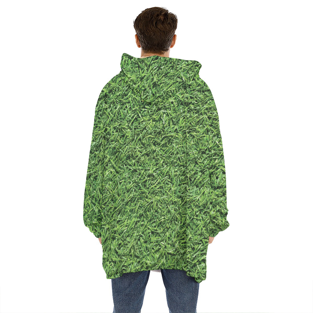 Golf Course Grass Print Hoodie Blanket