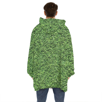 Golf Course Grass Print Hoodie Blanket