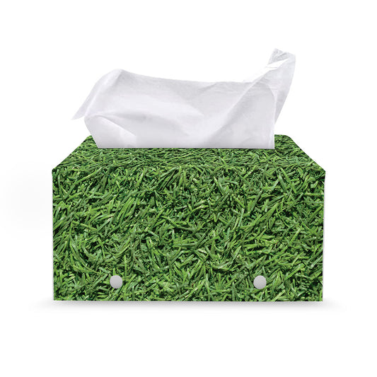 Golf Course Grass Print Leather Tissue Box Cover