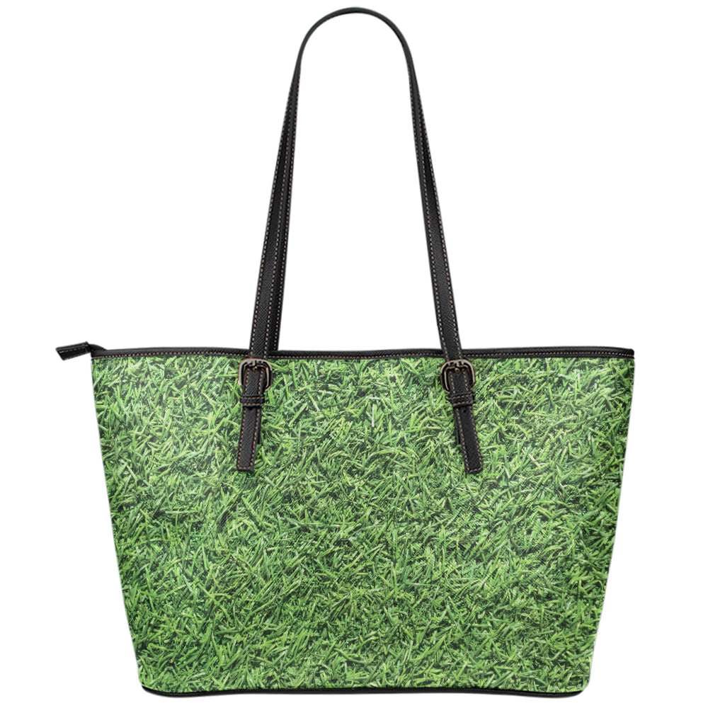 Golf Course Grass Print Leather Tote Bag