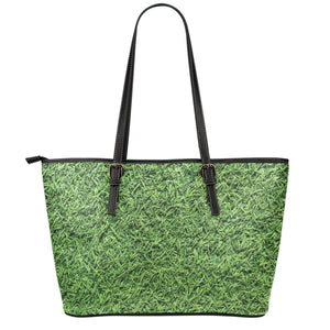 Golf Course Grass Print Leather Tote Bag