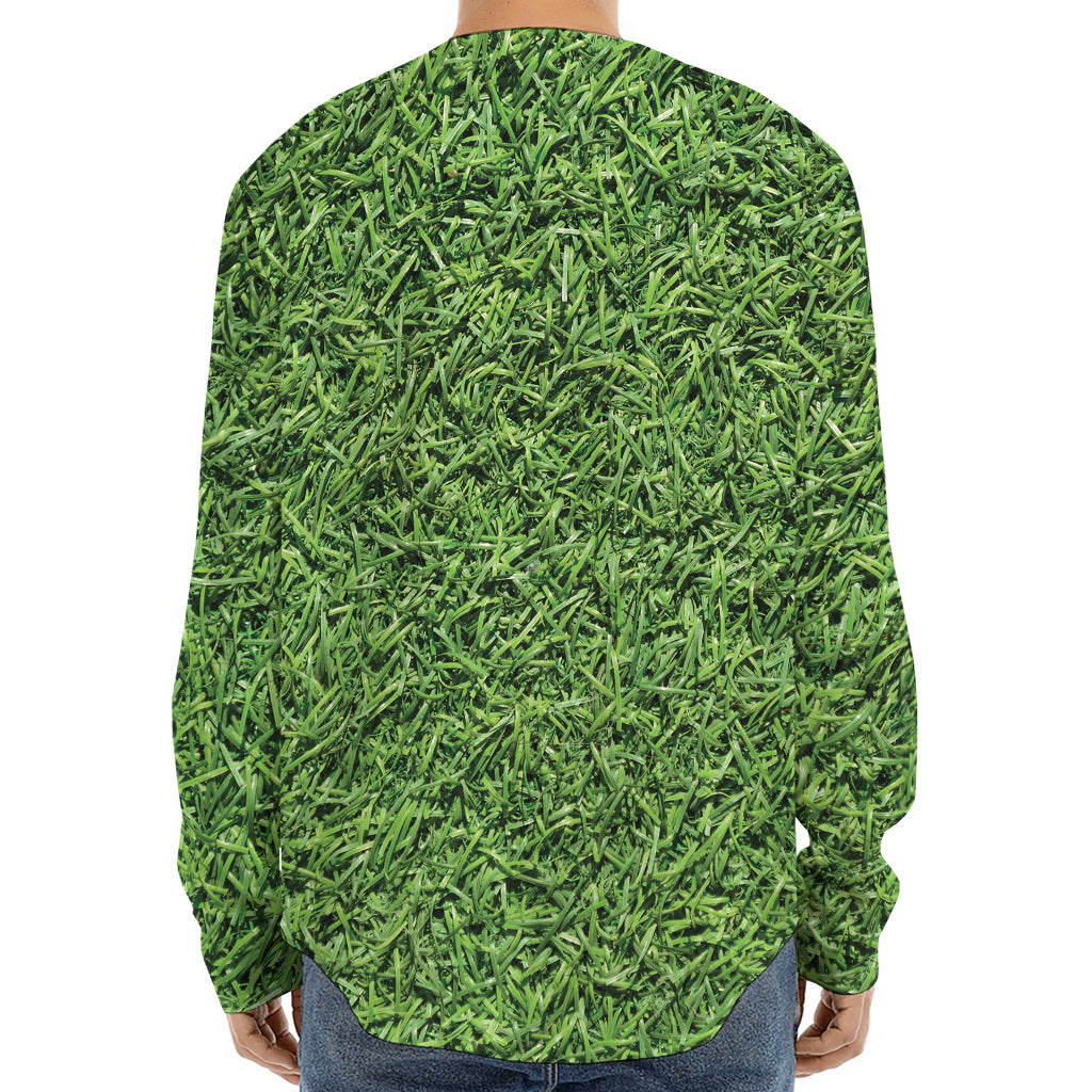 Golf Course Grass Print Long Sleeve Baseball Jersey