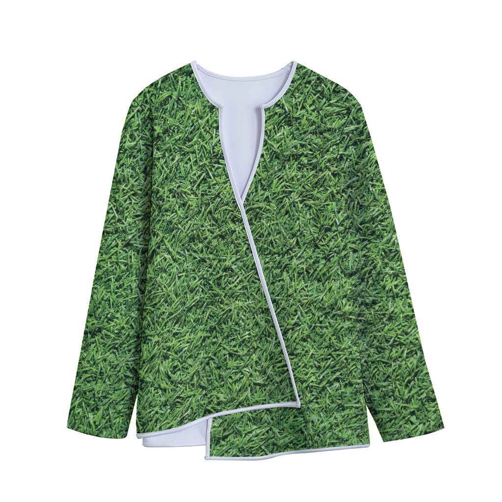 Golf Course Grass Print Long Sleeve Short Coat