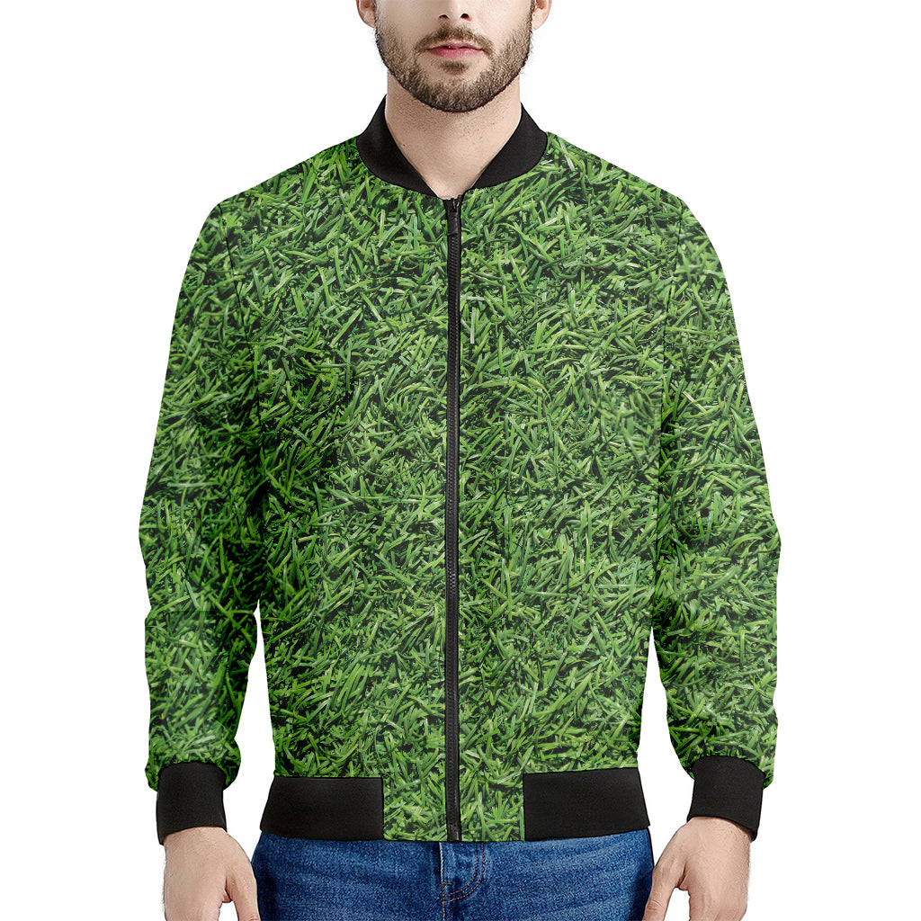 Golf Course Grass Print Men's Bomber Jacket