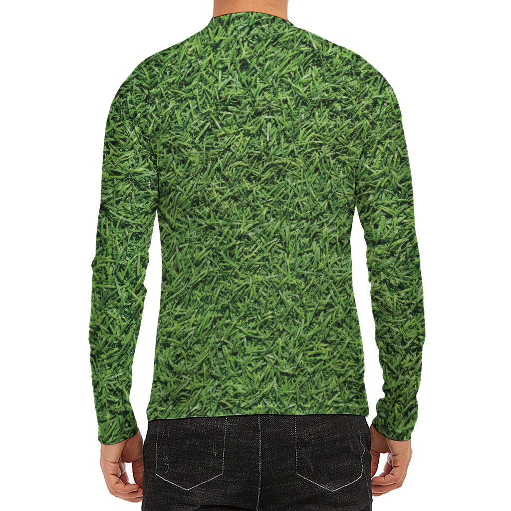 Golf Course Grass Print Men's Long Sleeve Rash Guard