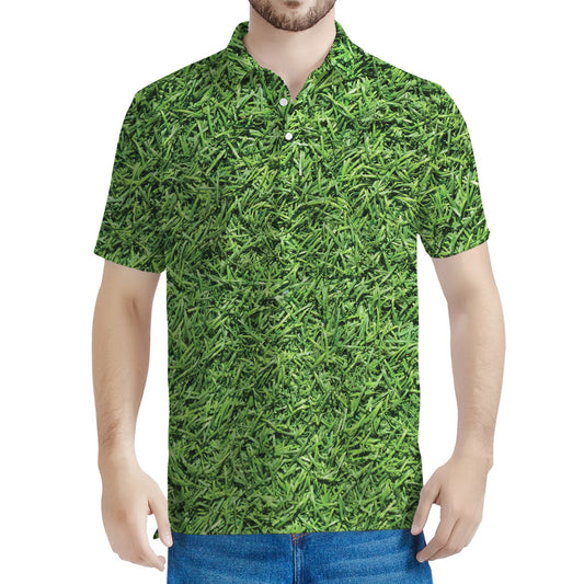 Golf Course Grass Print Men's Polo Shirt