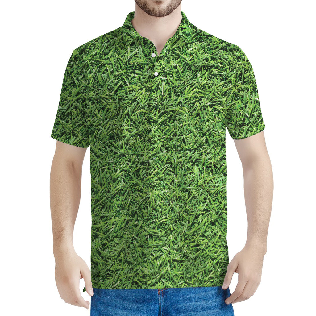 Golf Course Grass Print Men's Polo Shirt
