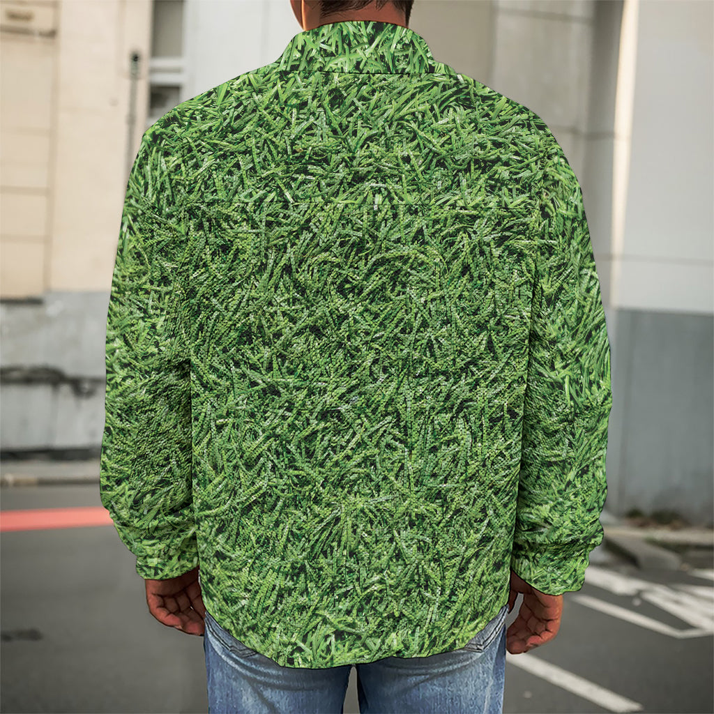 Golf Course Grass Print Men's Shirt Jacket