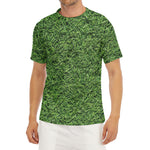 Golf Course Grass Print Men's Short Sleeve Rash Guard