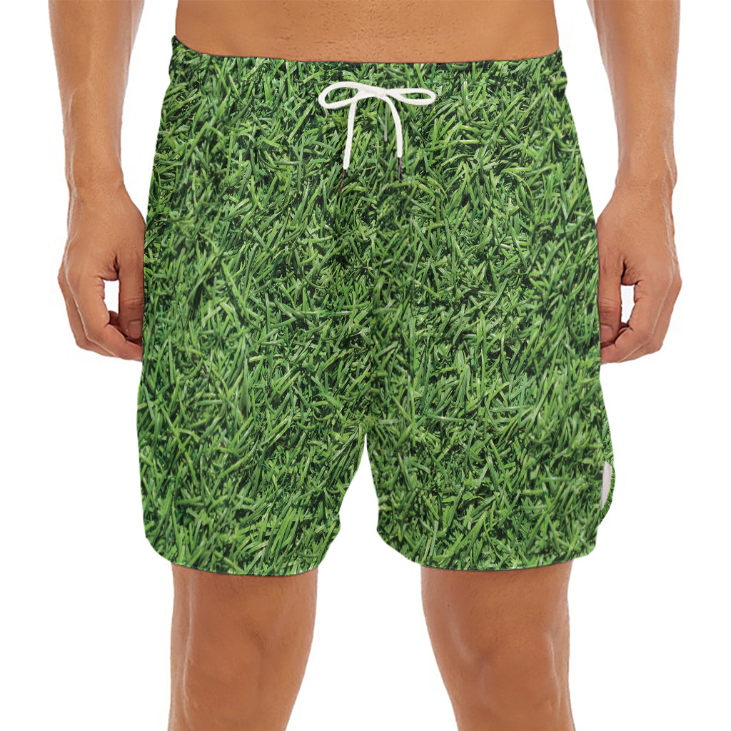 Golf Course Grass Print Men's Split Running Shorts