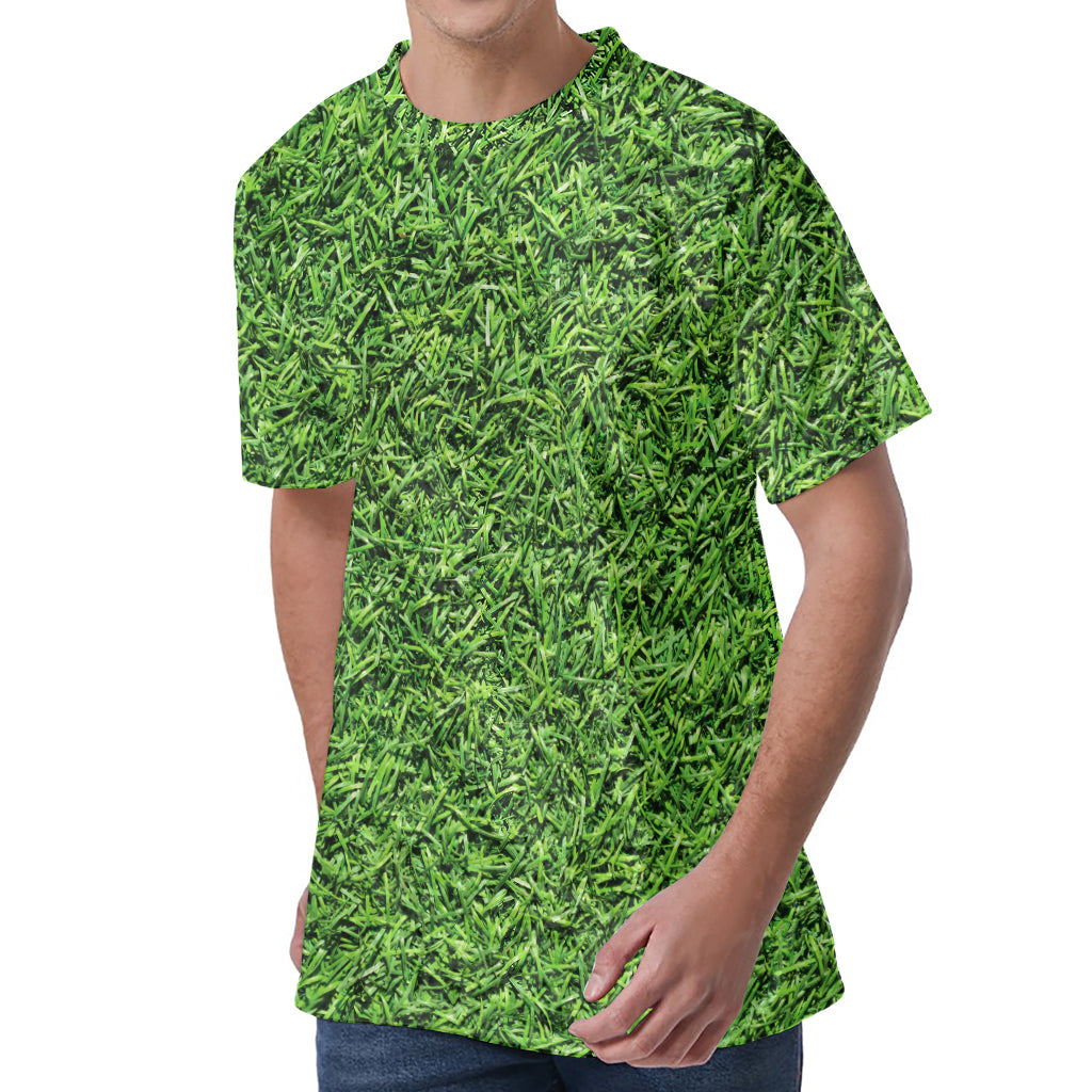 Golf Course Grass Print Men's Velvet T-Shirt
