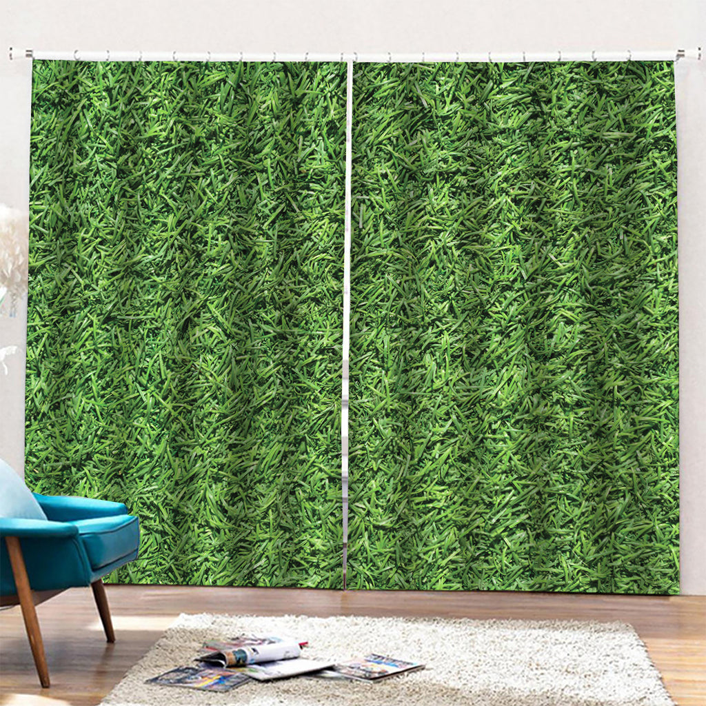 Golf Course Grass Print Pencil Pleat Curtains