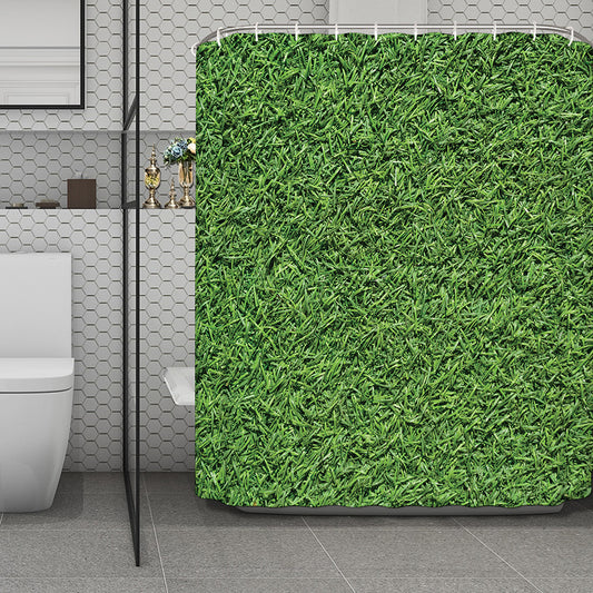 Golf Course Grass Print Polyester Shower Curtain
