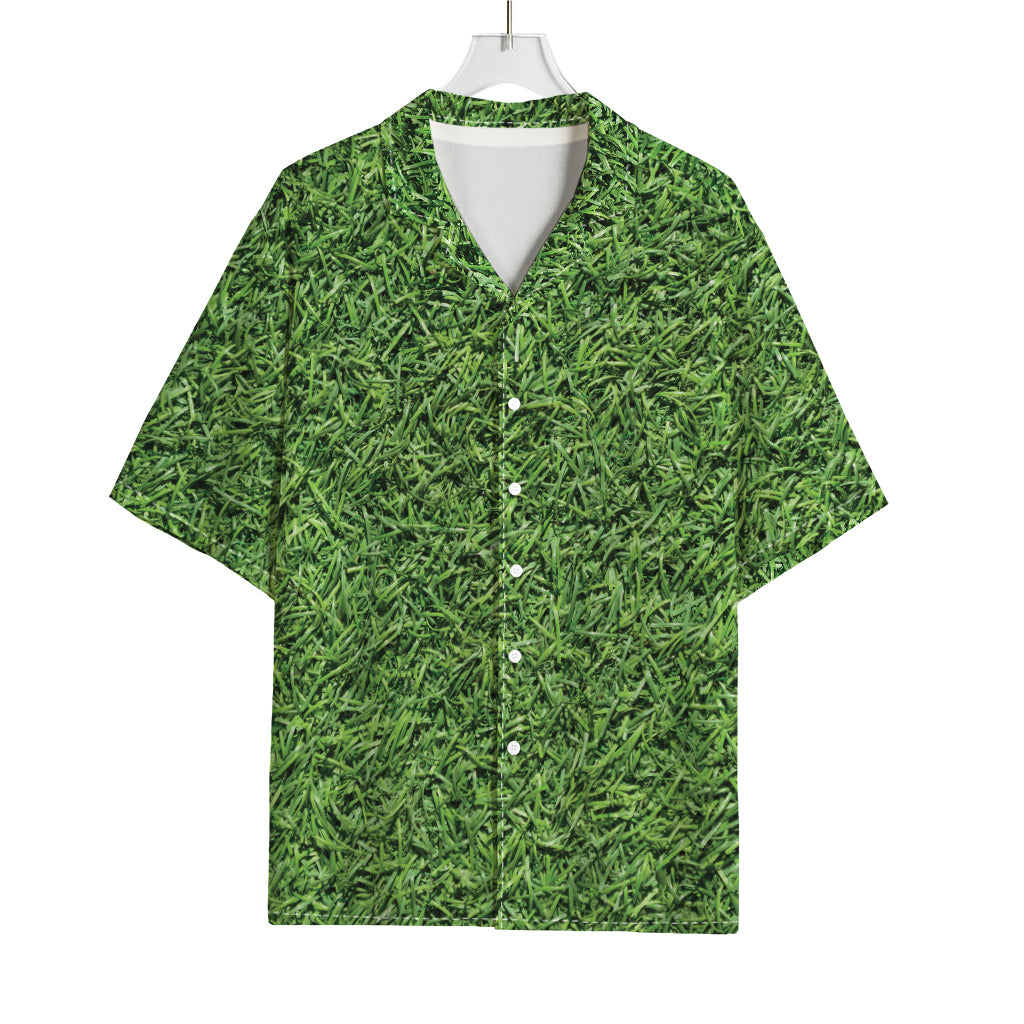 Golf Course Grass Print Rayon Hawaiian Shirt