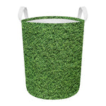 Golf Course Grass Print Round Laundry Basket