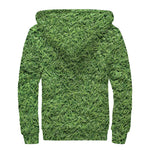 Golf Course Grass Print Sherpa Lined Zip Up Hoodie