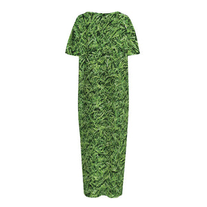 Golf Course Grass Print Short Sleeve Long Nightdress