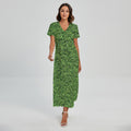 Golf Course Grass Print Short Sleeve Maxi Dress