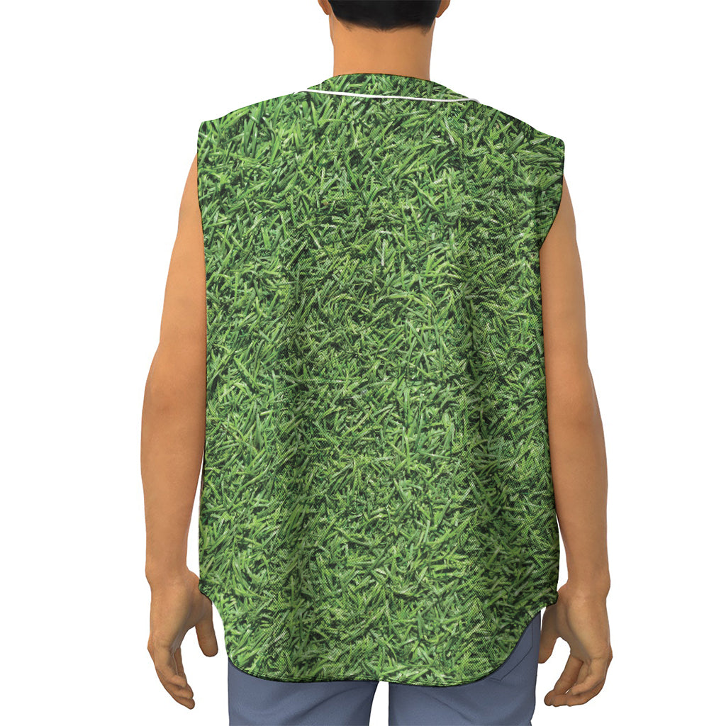 Golf Course Grass Print Sleeveless Baseball Jersey