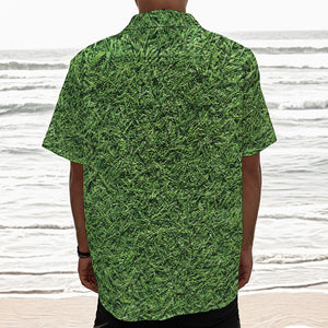 Golf Course Grass Print Textured Short Sleeve Shirt