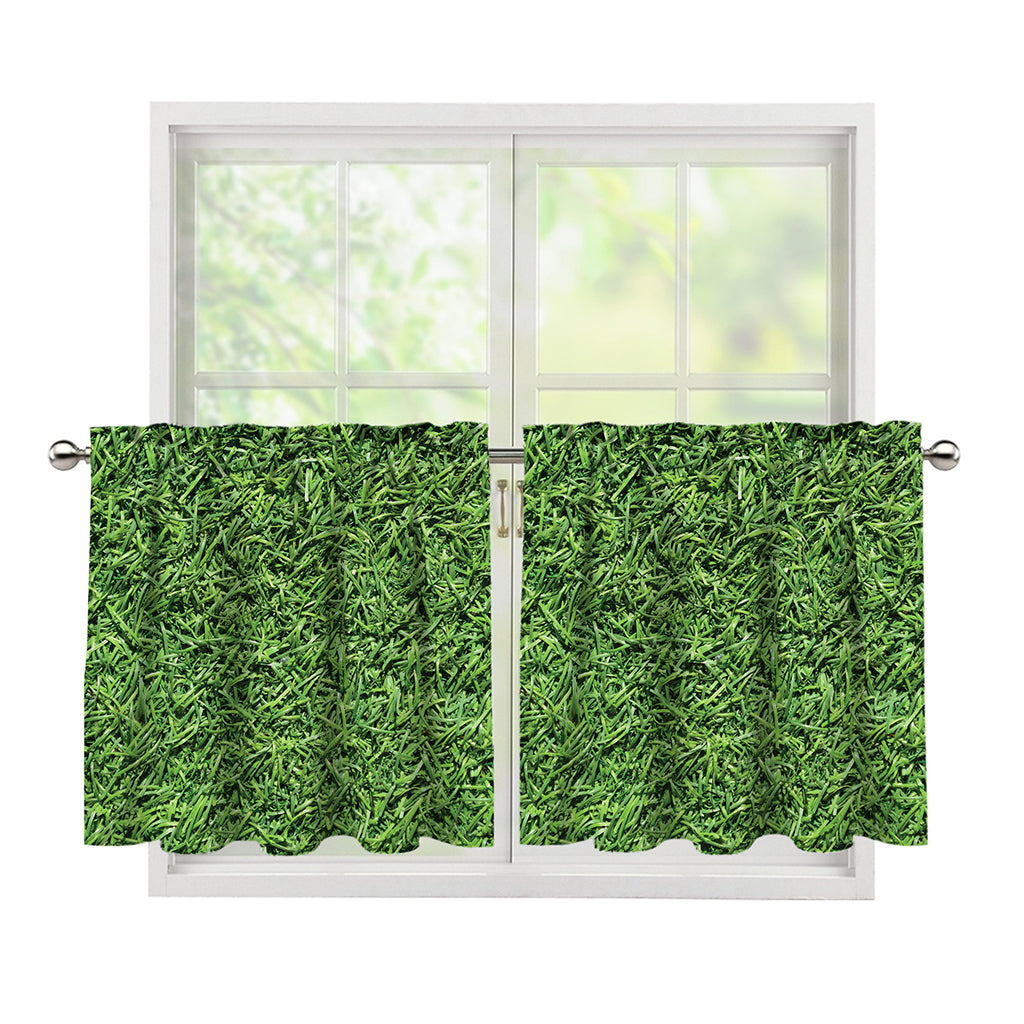 Golf Course Grass Print Tier Curtains