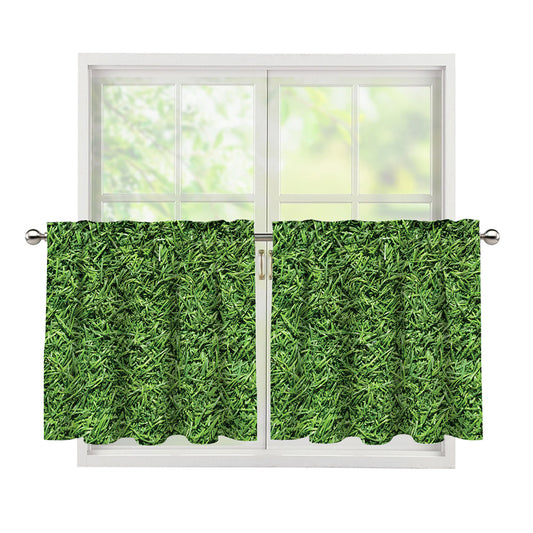 Golf Course Grass Print Tier Curtains