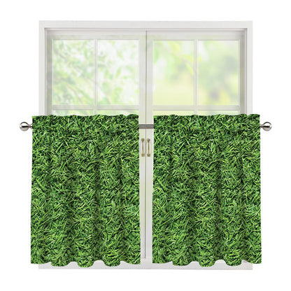 Golf Course Grass Print Tier Curtains