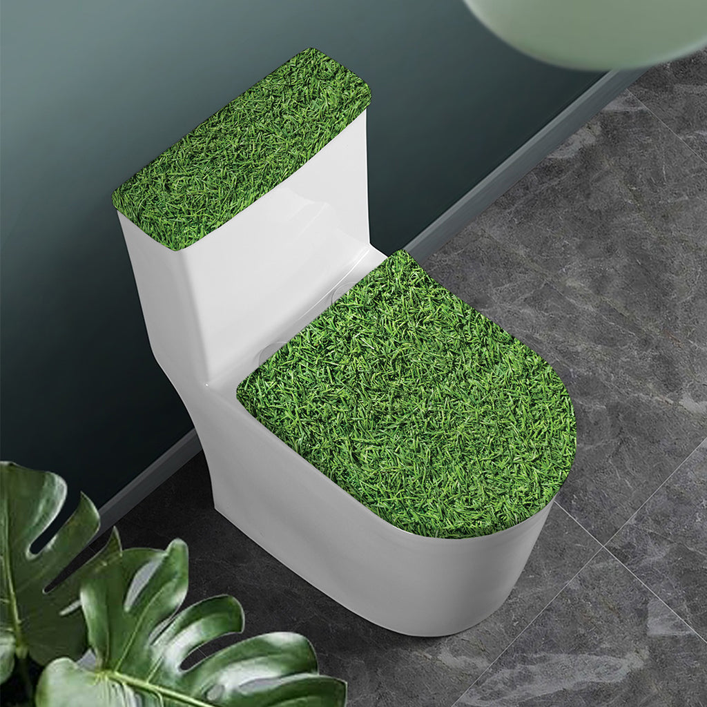 Golf Course Grass Print Toilet Lid And Tank Cover Set