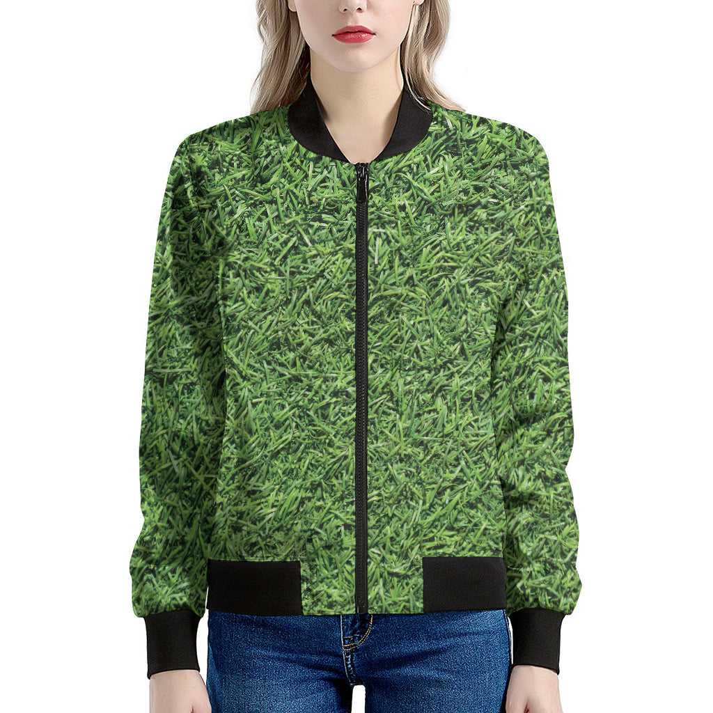 Golf Course Grass Print Women's Bomber Jacket