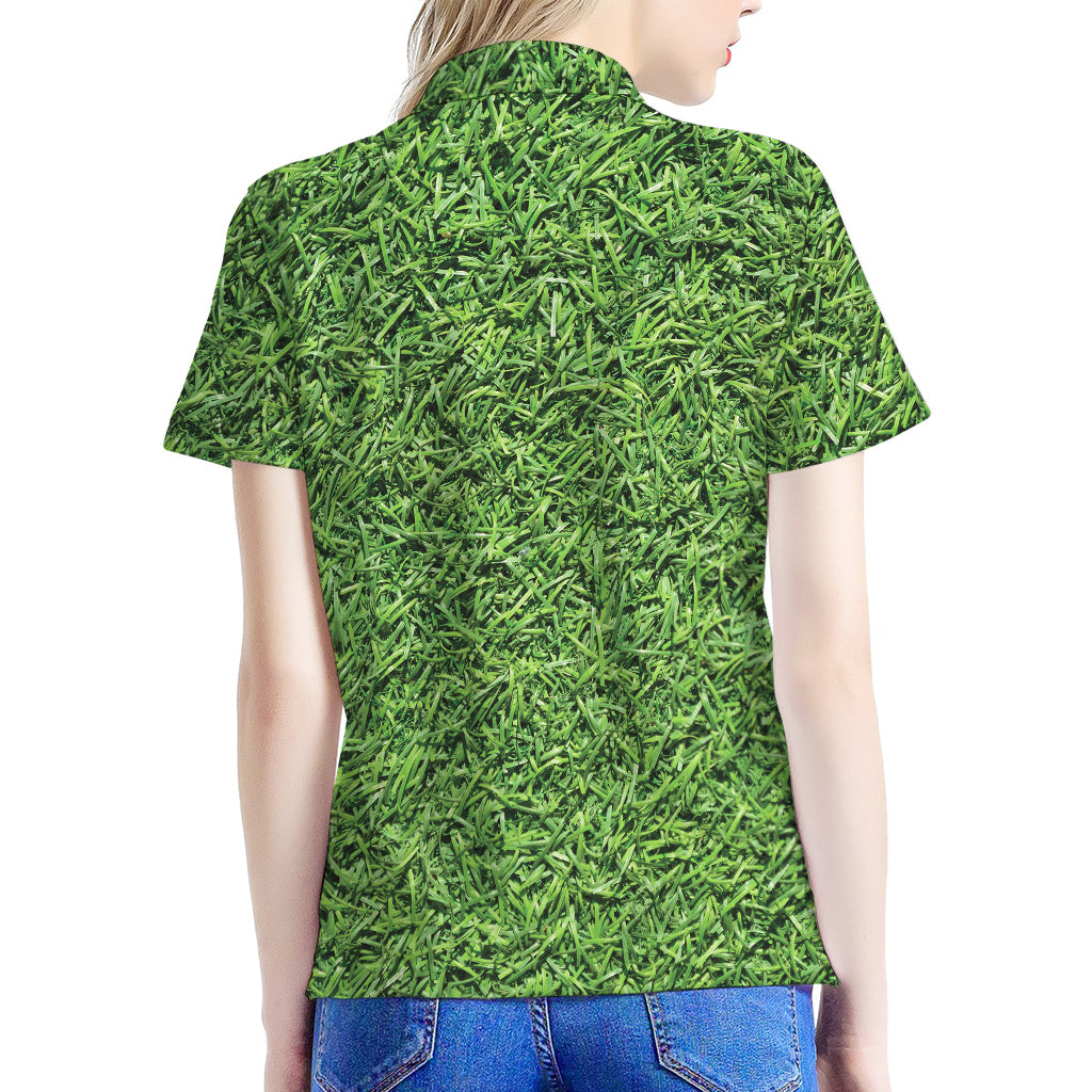 Golf Course Grass Print Women's Polo Shirt