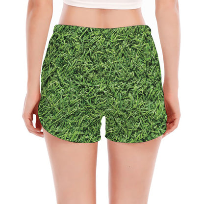 Golf Course Grass Print Women's Split Running Shorts