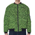 Golf Course Grass Print Zip Sleeve Bomber Jacket