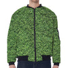 Golf Course Grass Print Zip Sleeve Bomber Jacket