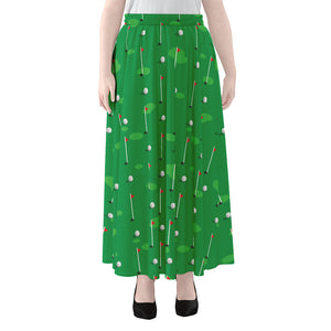 Golf Course Pattern Print Chiffon Maxi Skirt