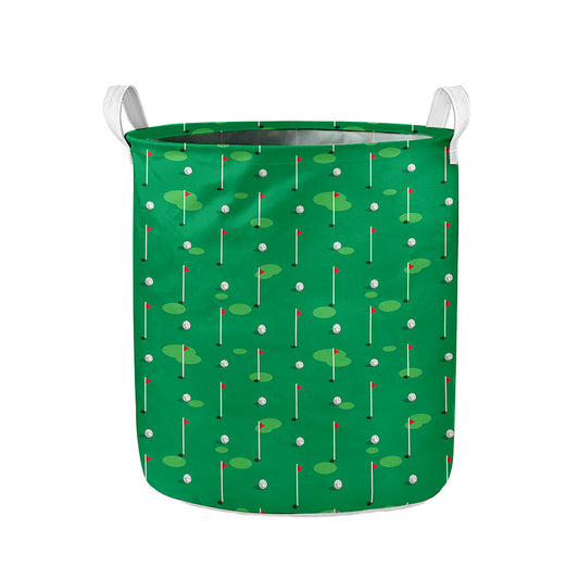 Golf Course Pattern Print Collapsible Laundry Basket